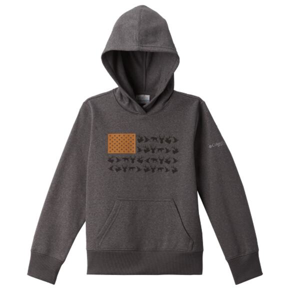 Columbia Gray American Flag Hunting Pullover Hoodie Youth Size Large 14-16 - Picture 1 of 7